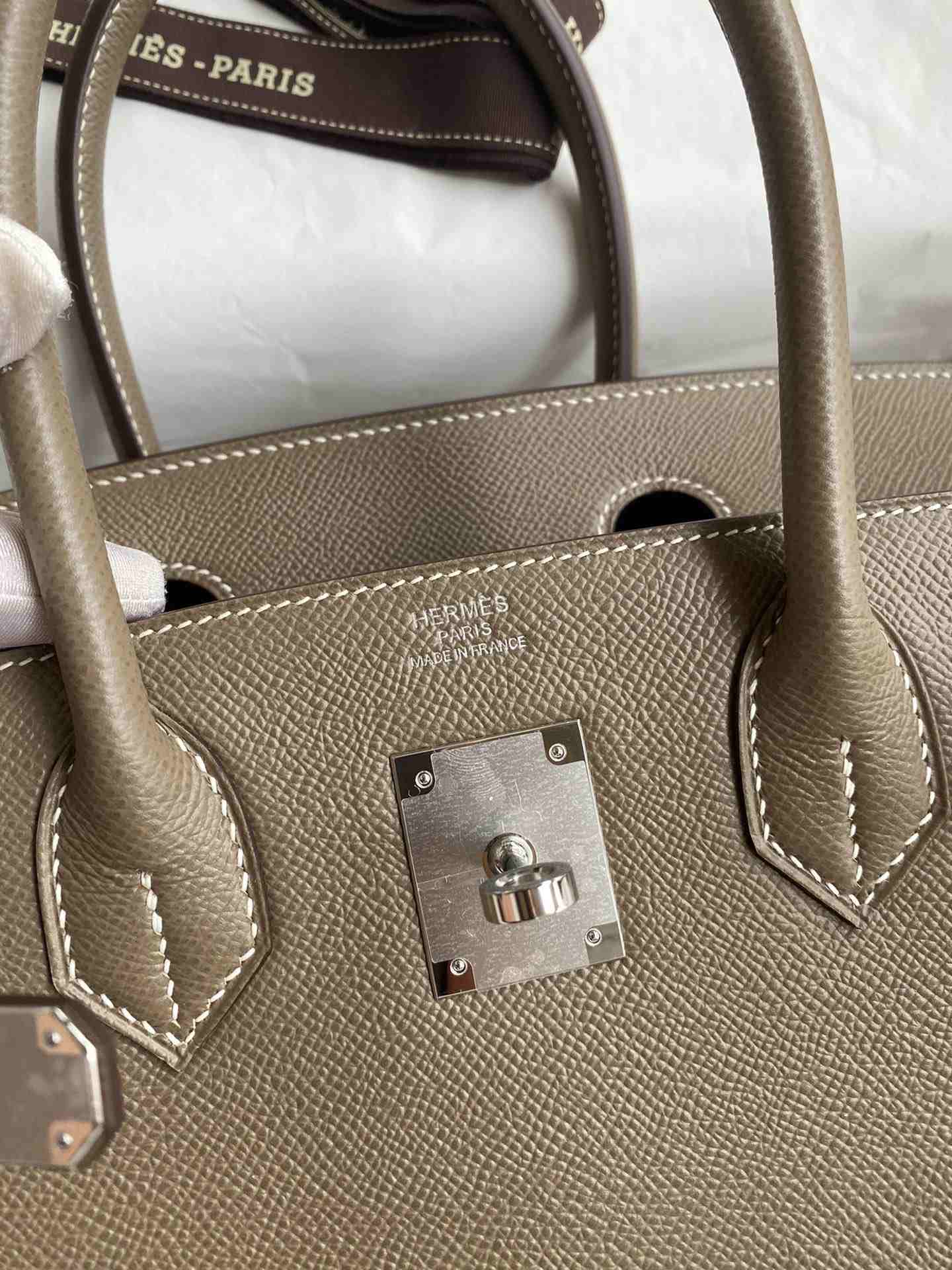 HERMES Birkin 30 Etoupe Epsom Silver-tone Hardware