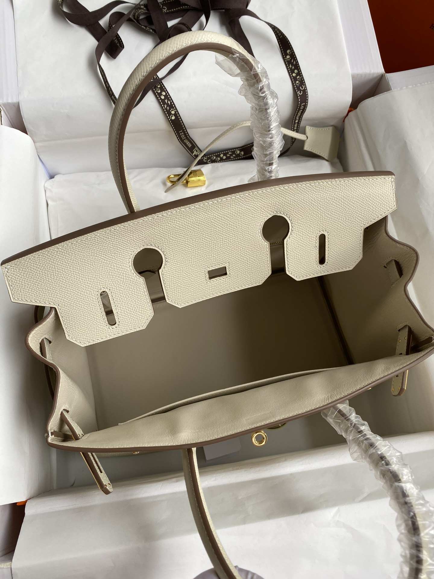 HERMES Birkin 30 Craie Epsom Gold-tone Hardware