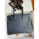 HERMES Birkin 30 Blue Nuit Epsom Gold-tone Hardware