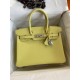 HERMES Birkin 30 Lime Epsom Silver-tone Hardware