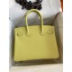 HERMES Birkin 30 Lime Epsom Silver-tone Hardware