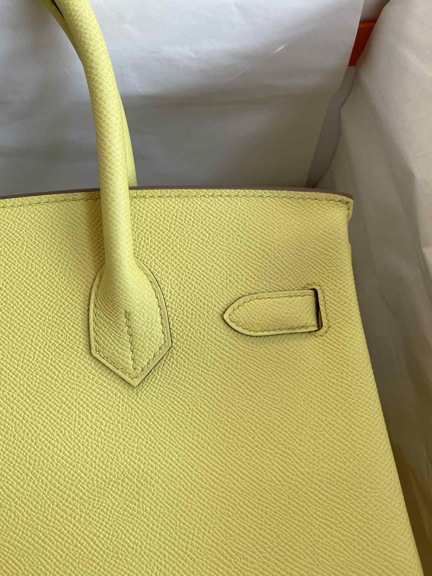 HERMES Birkin 30 Lime Epsom Silver-tone Hardware