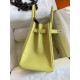 HERMES Birkin 30 Lime Epsom Silver-tone Hardware