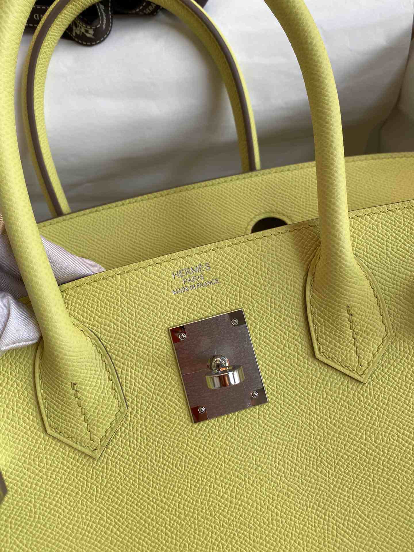 HERMES Birkin 30 Lime Epsom Silver-tone Hardware