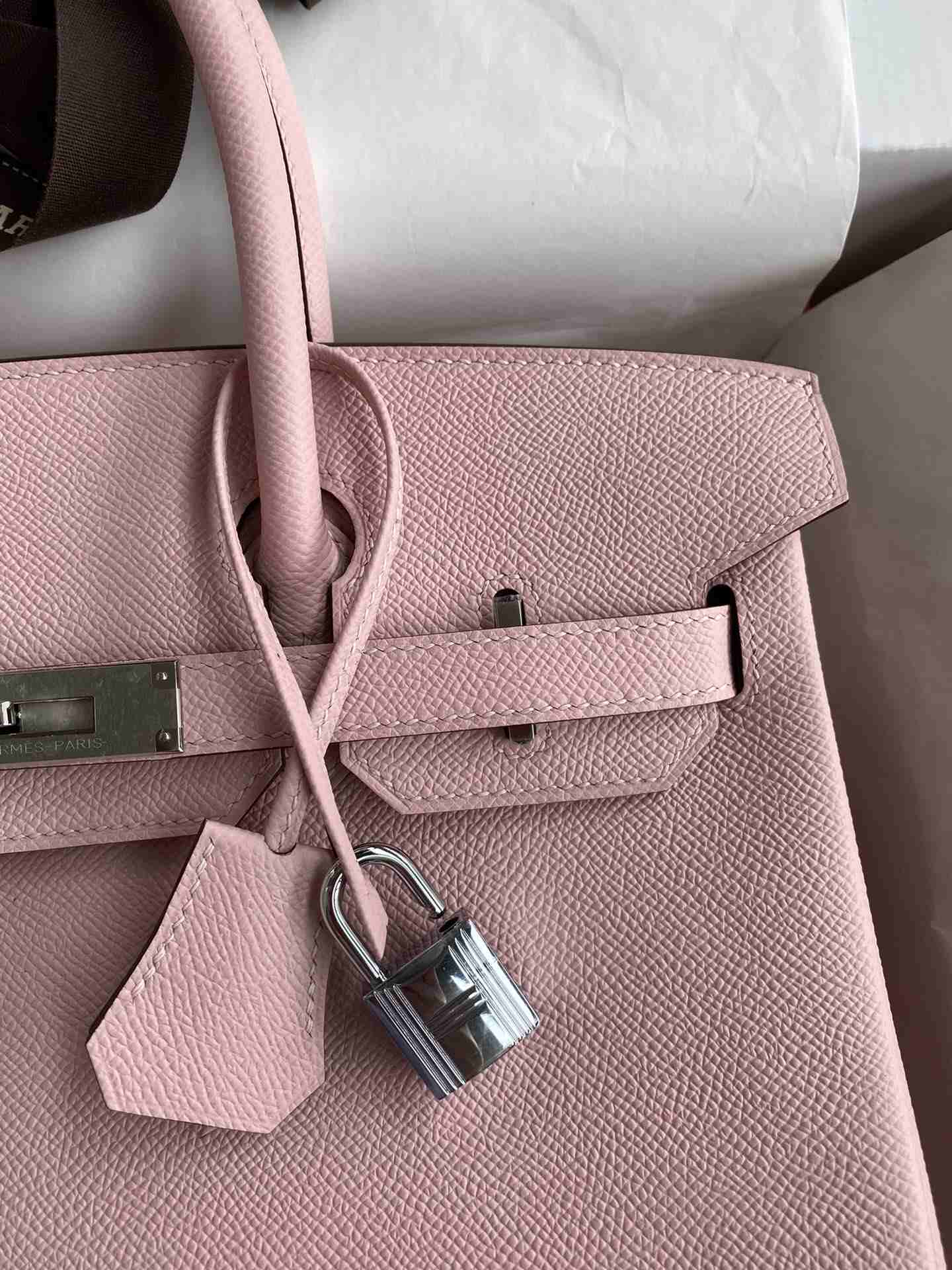 HERMES Birkin 30 Rose Sakura Epsom Silver-tone Hardware