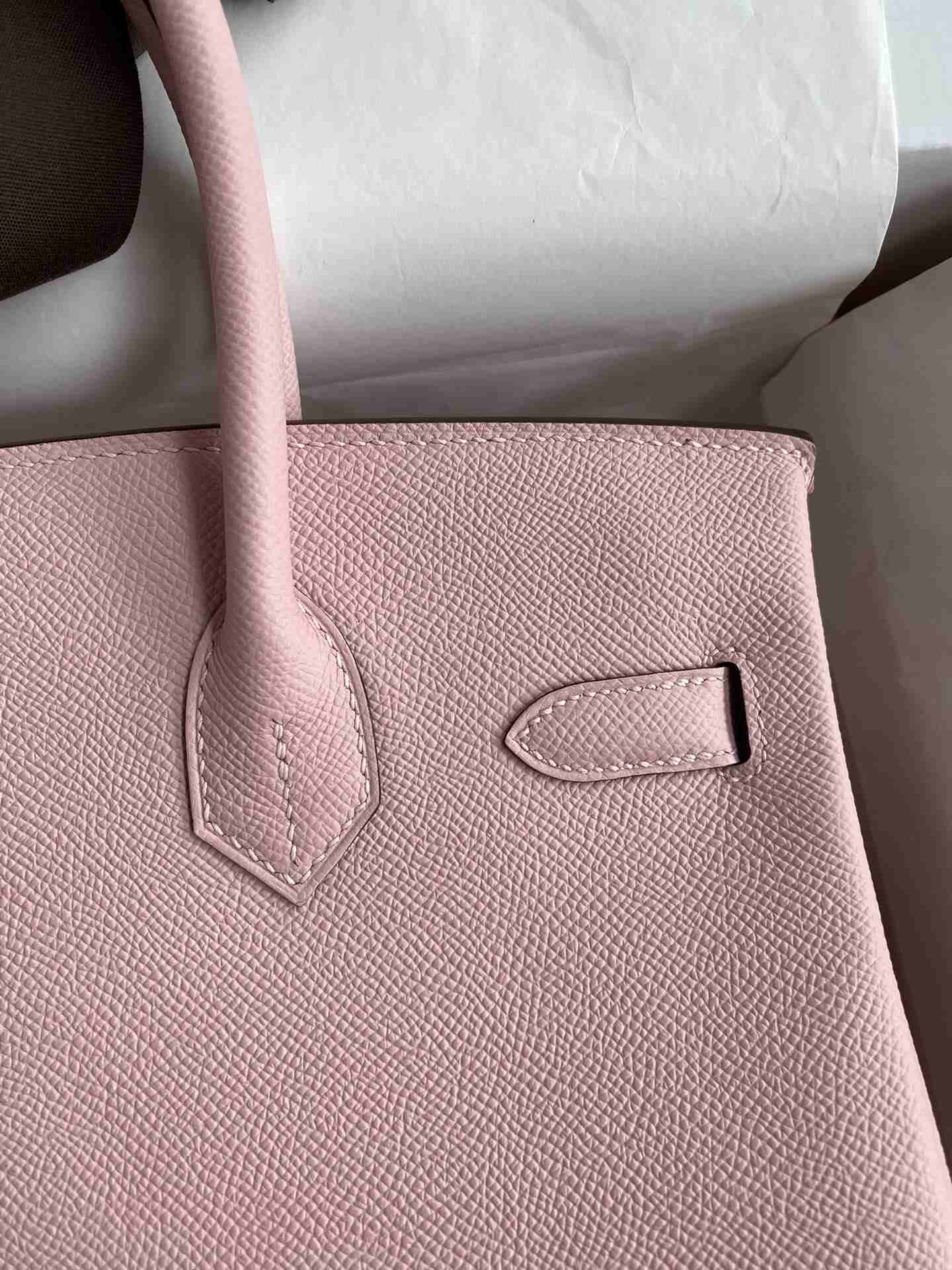 HERMES Birkin 30 Rose Sakura Epsom Silver-tone Hardware