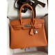 HERMES Birkin 30 Orange Epsom Silver-tone Hardware