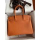 HERMES Birkin 30 Orange Epsom Silver-tone Hardware