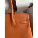 HERMES Birkin 30 Orange Epsom Silver-tone Hardware