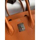 HERMES Birkin 30 Orange Epsom Silver-tone Hardware