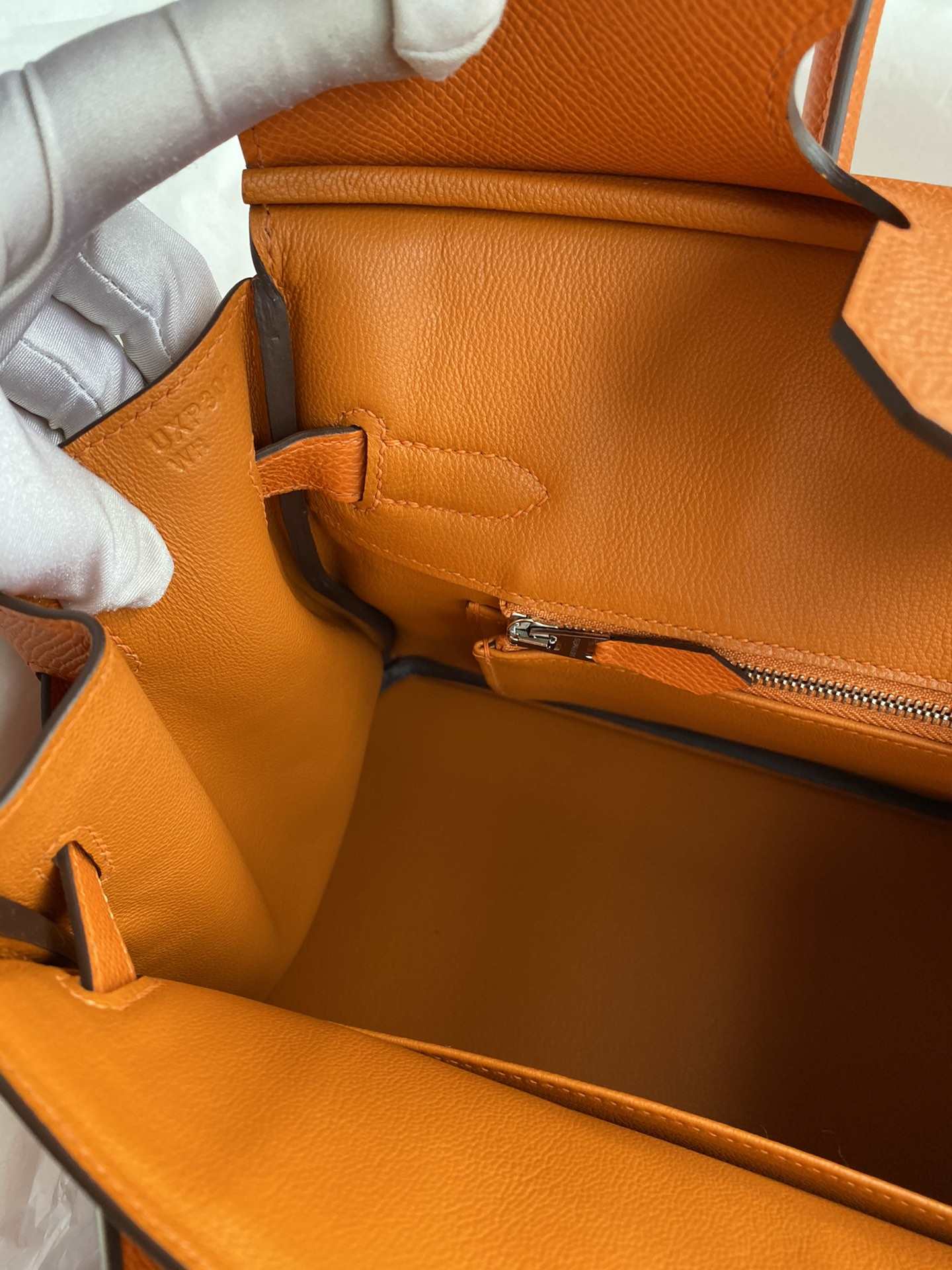 HERMES Birkin 30 Orange Epsom Silver-tone Hardware