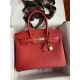 HERMES Birkin 30 Rouge De Corur Epsom Gold-tone Hardware