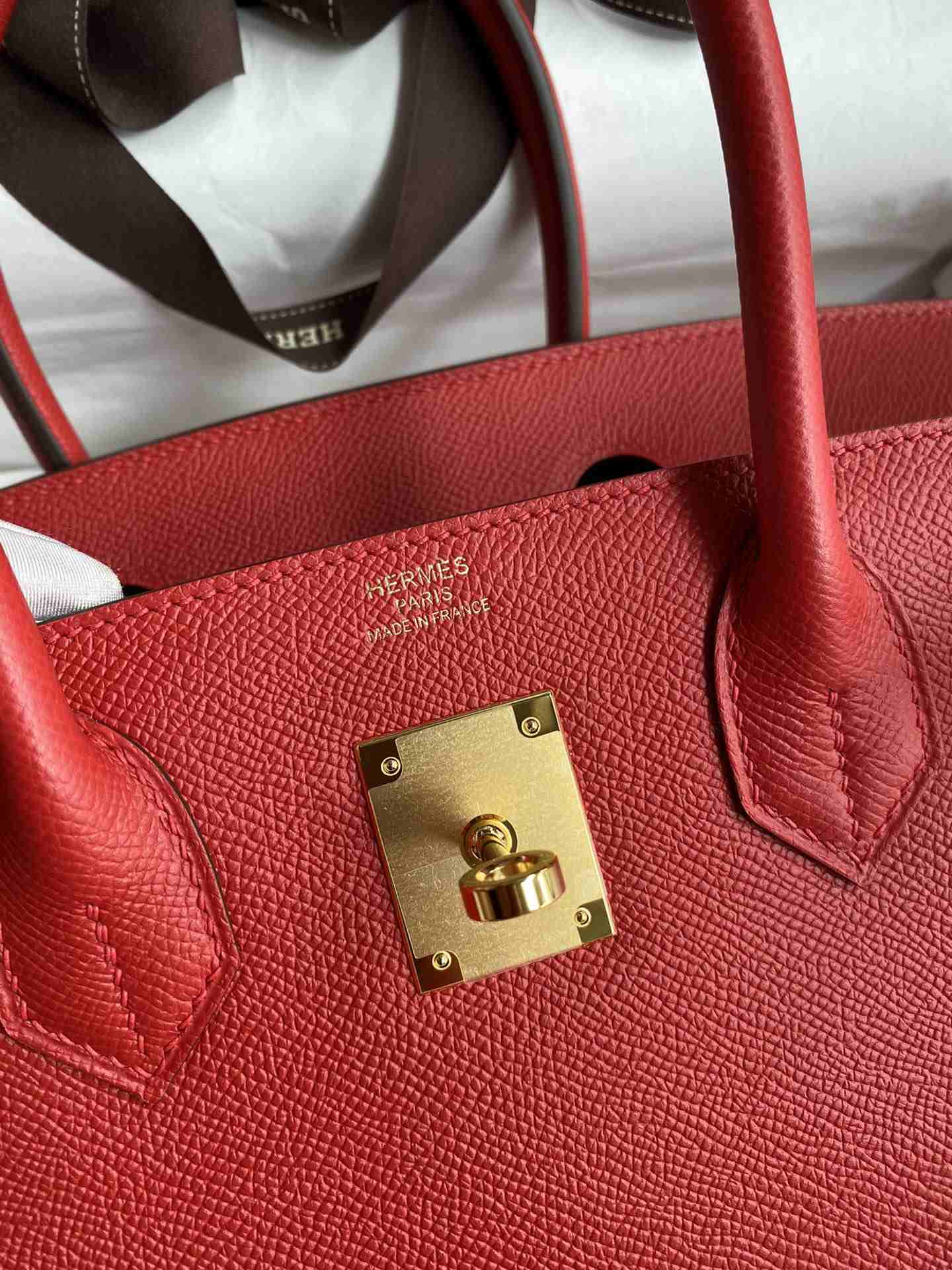 HERMES Birkin 30 Rouge De Corur Epsom Gold-tone Hardware