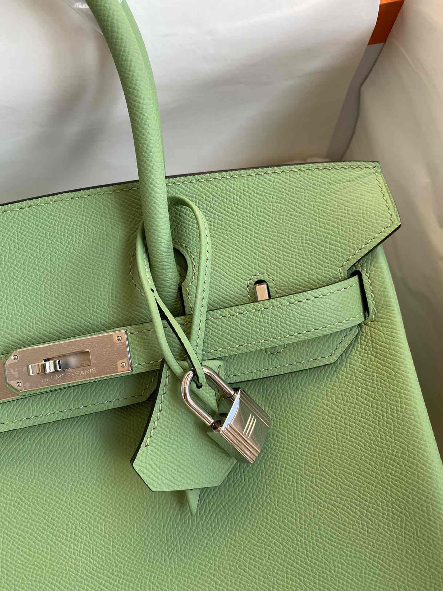 HERMES Birkin 30 Vert Criquet Epsom Gold-tone Hardware