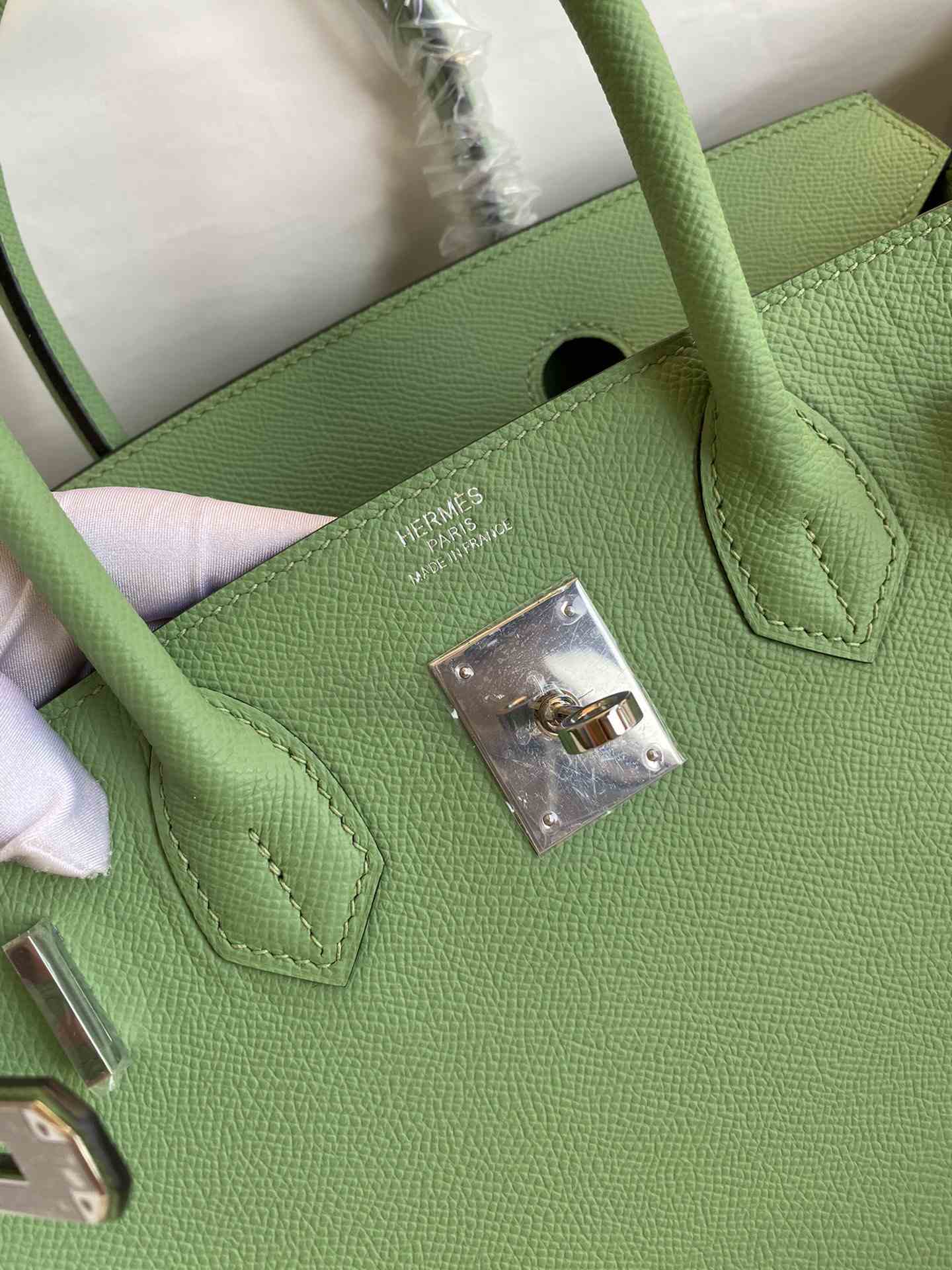 HERMES Birkin 30 Vert Criquet Epsom Gold-tone Hardware