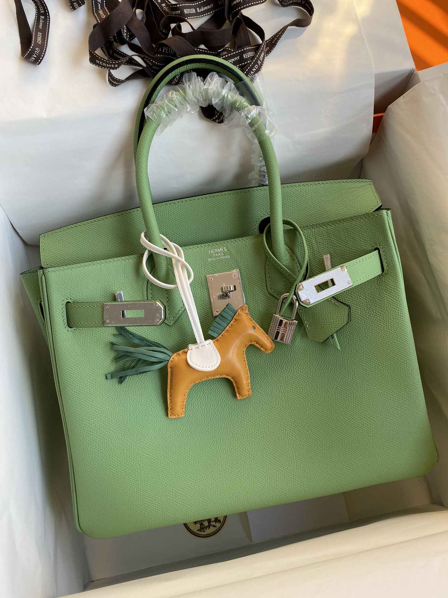 HERMES Birkin 30 Vert Criquet Epsom Gold-tone Hardware