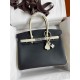 HERMES Birkin 30 Nior&Craie Epsom Silver-tone Hardware