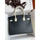 HERMES Birkin 30 Nior&Craie Epsom Silver-tone Hardware