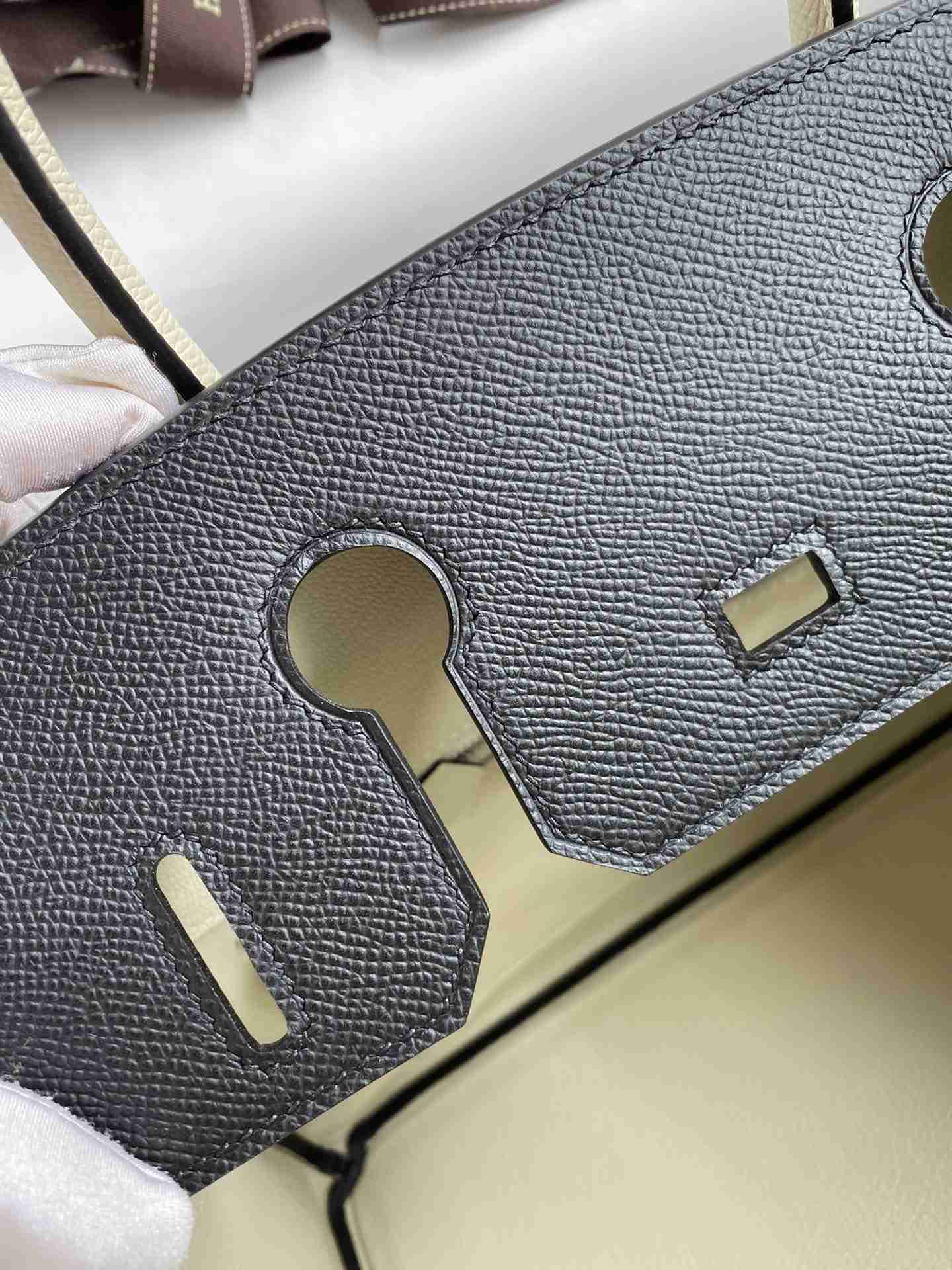 HERMES Birkin 30 Nior&Craie Epsom Silver-tone Hardware