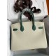 HERMES Birkin 30 Craie&Malachite Epsom Gold-tone Hardware