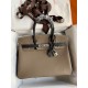 HERMES Birkin 30 Etoupe&Nior Epsom Silver-tone Hardware