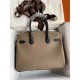 HERMES Birkin 30 Etoupe&Nior Epsom Silver-tone Hardware