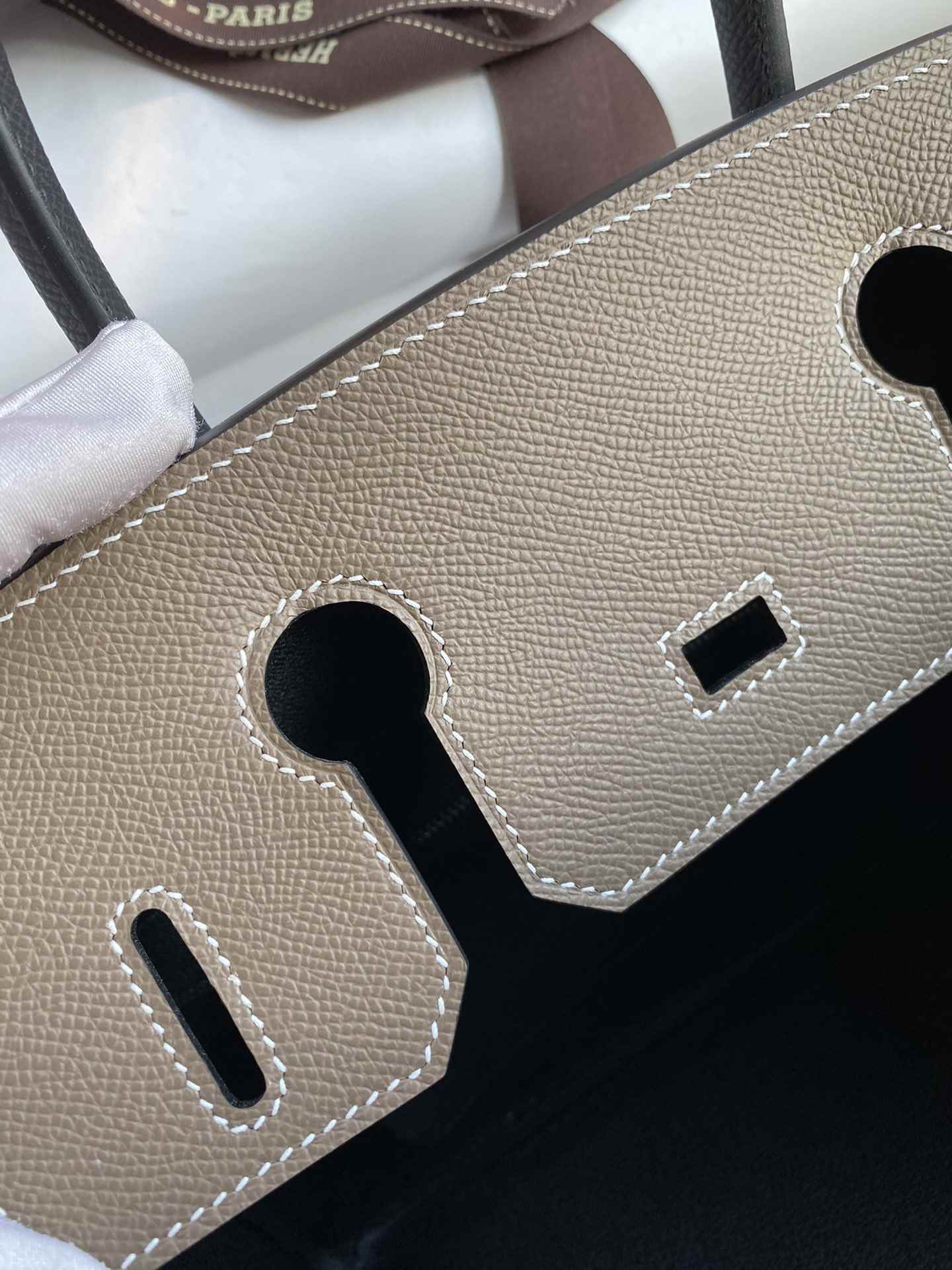 HERMES Birkin 30 Etoupe&Nior Epsom Silver-tone Hardware