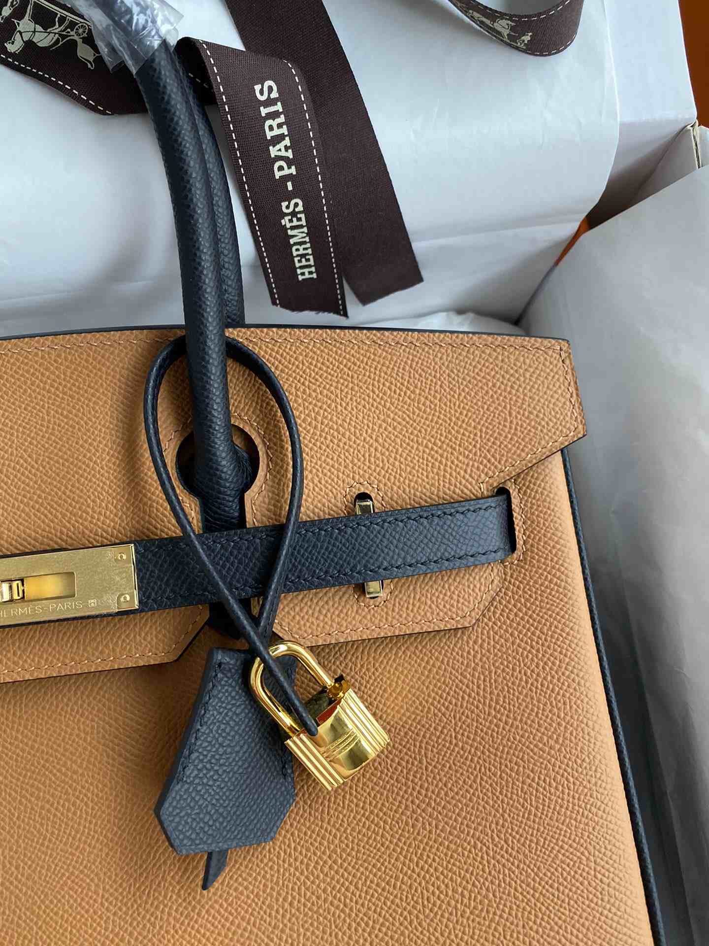 HERMES Birkin 30 Gold&Nior Epsom Gold-tone Hardware