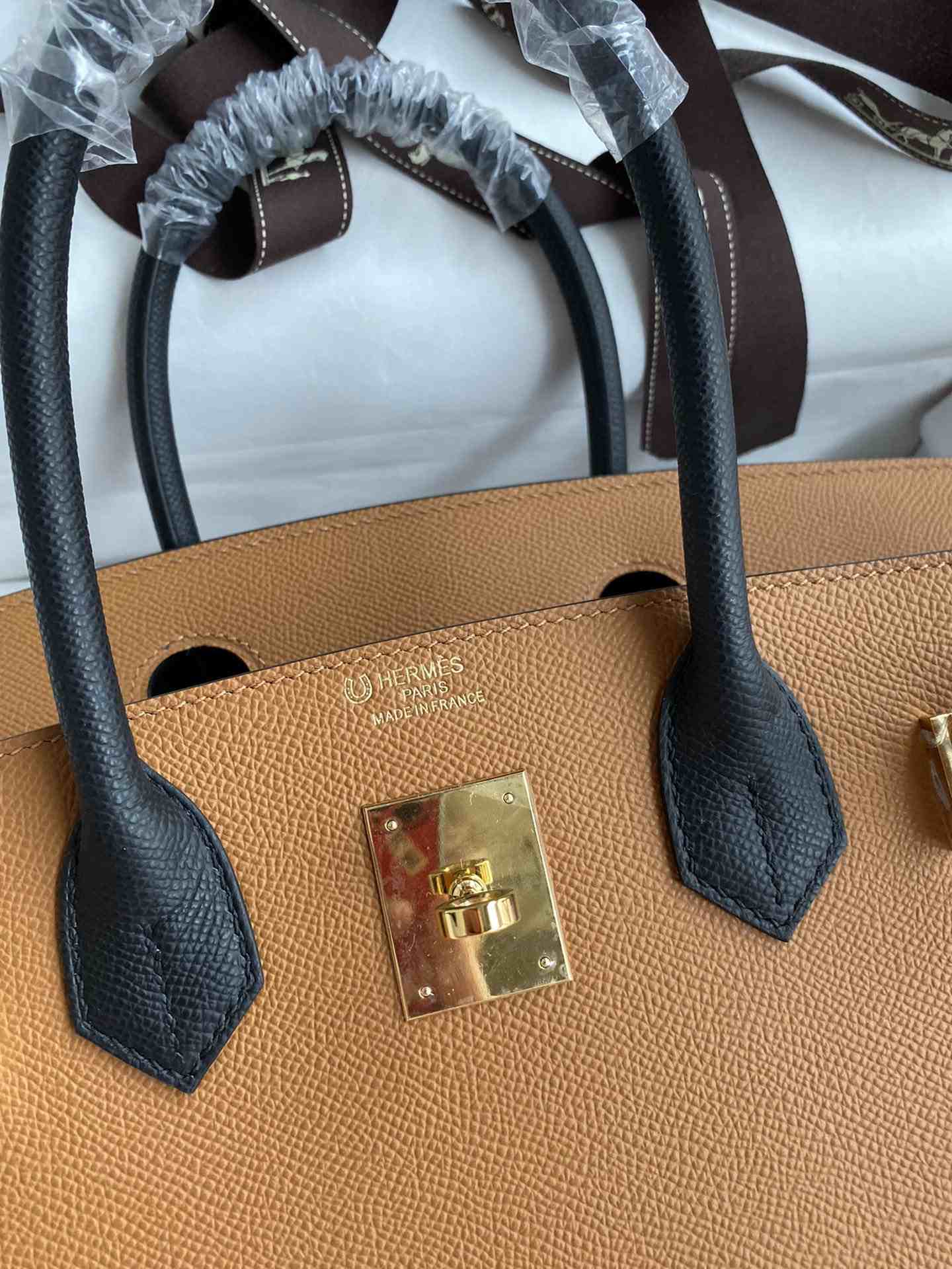 HERMES Birkin 30 Gold&Nior Epsom Gold-tone Hardware