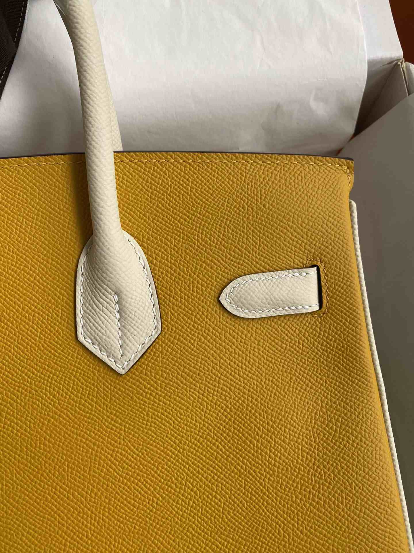 HERMES Birkin 30 Jaune Ambre&Craie Epsom Gold-tone Hardware