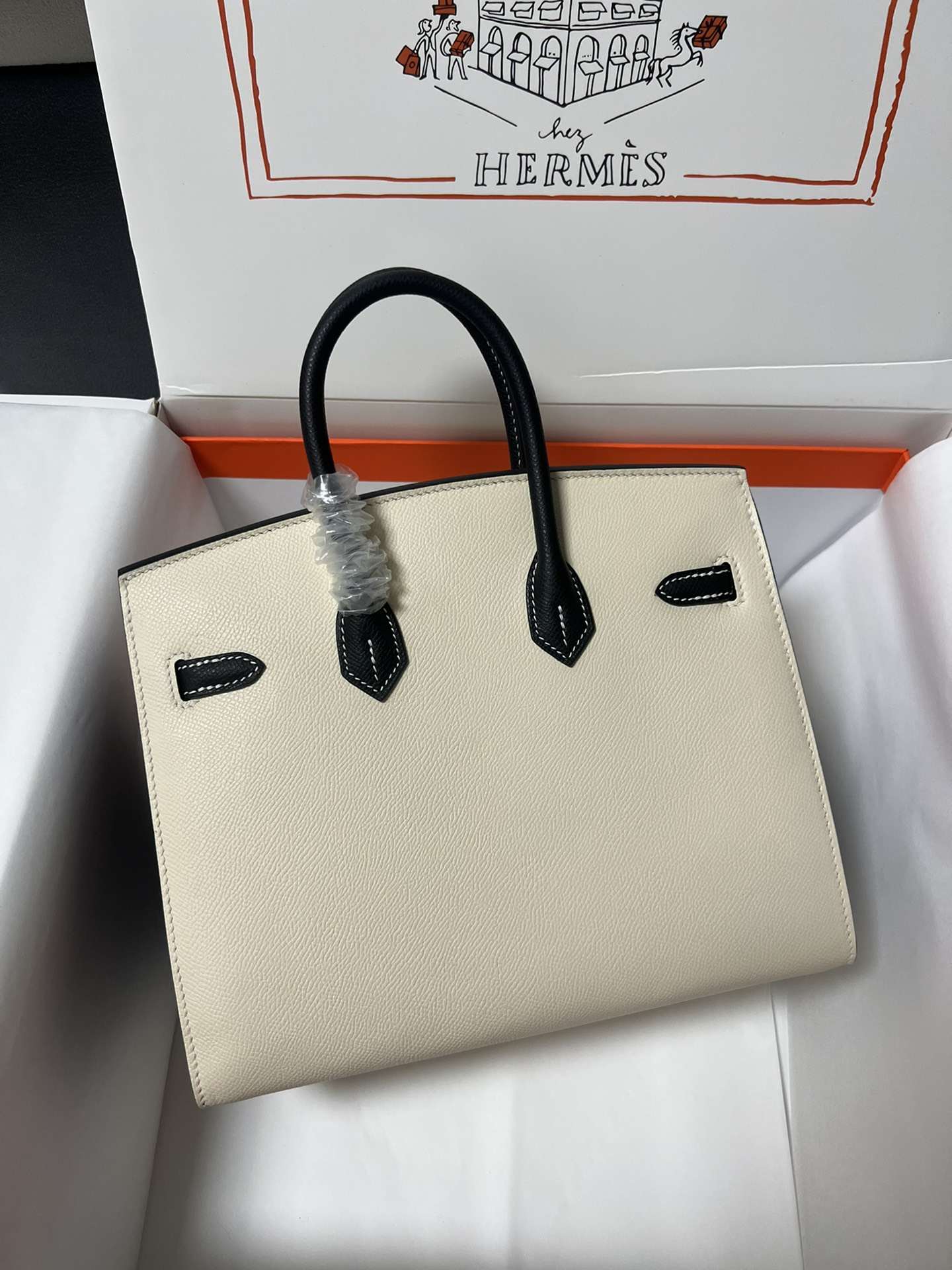 HERMES Birkin 30 Craie&Nior Epsom Silver-tone Hardware