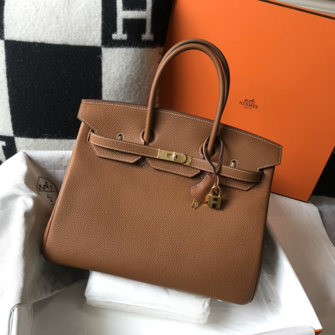 HERMES Birkin 35 Gold Togo Gold-tone Hardware