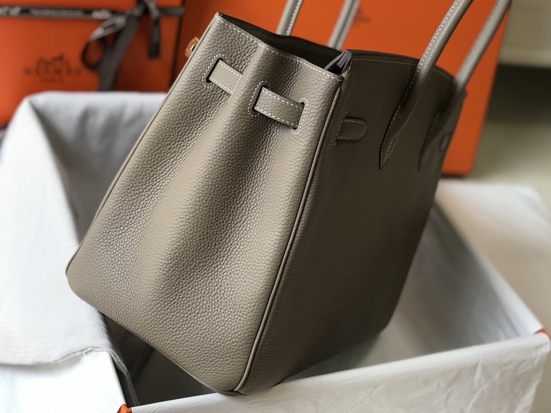 HERMES Birkin 35 Gris Tourterelle Togo Gold-tone Hardware