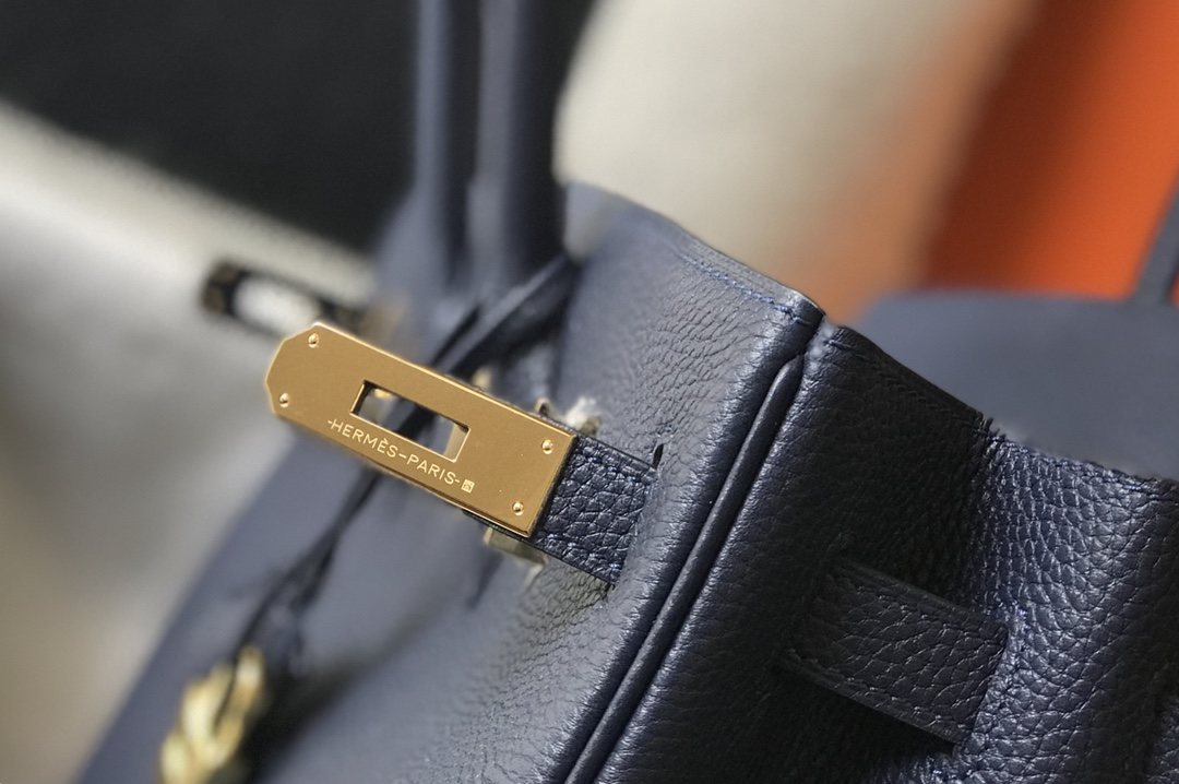 HERMES Birkin 35 Deep Blue Togo Gold-tone Hardware