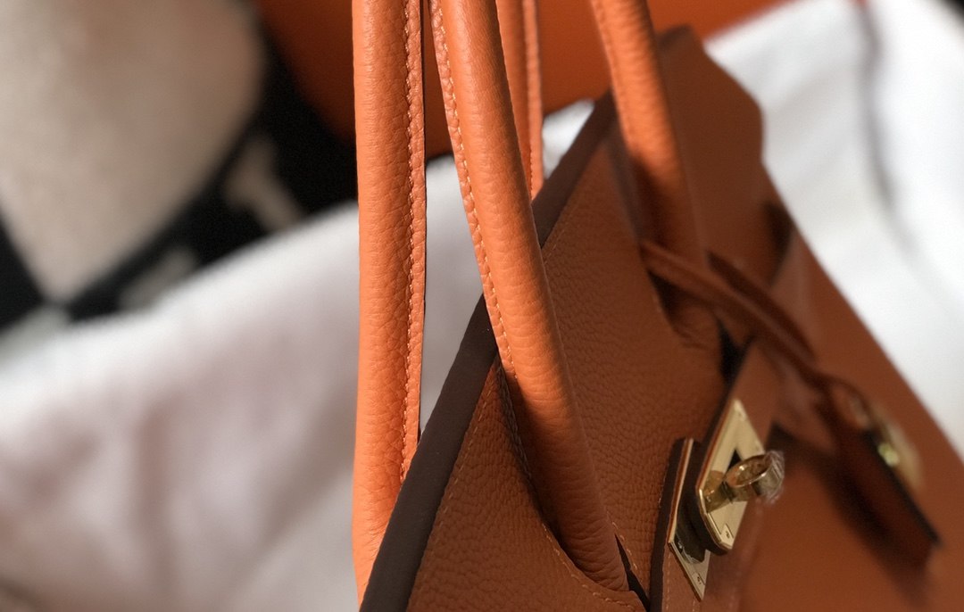 HERMES Birkin 35 Orange Togo Gold-tone Hardware