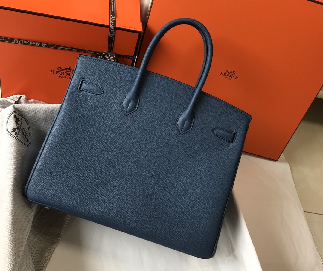 HERMES Birkin 35 Blue Agate Togo Gold-tone Hardware