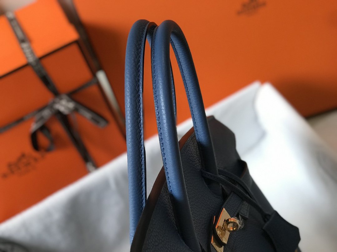 HERMES Birkin 35 Blue Agate Togo Gold-tone Hardware