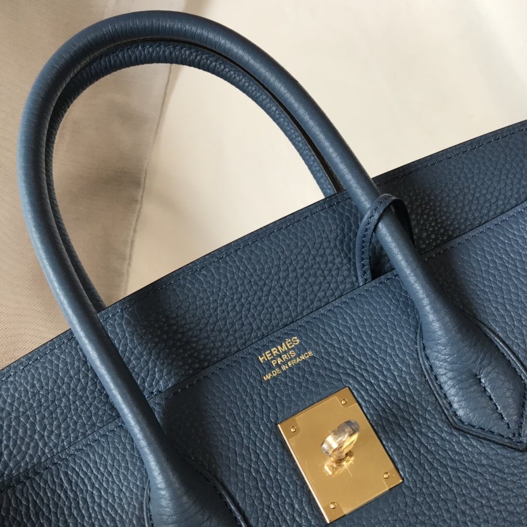 HERMES Birkin 35 Blue Agate Togo Gold-tone Hardware