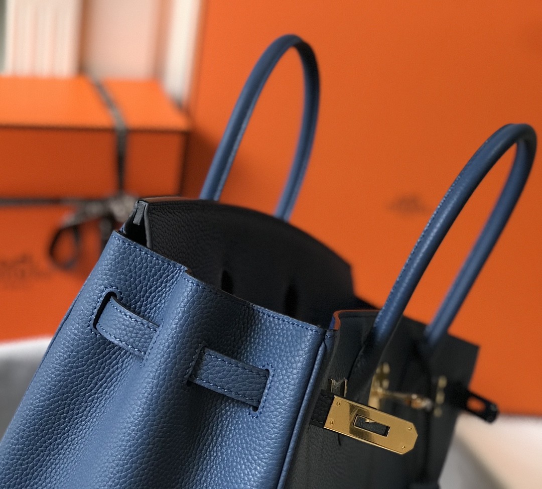 HERMES Birkin 35 Blue Agate Togo Gold-tone Hardware