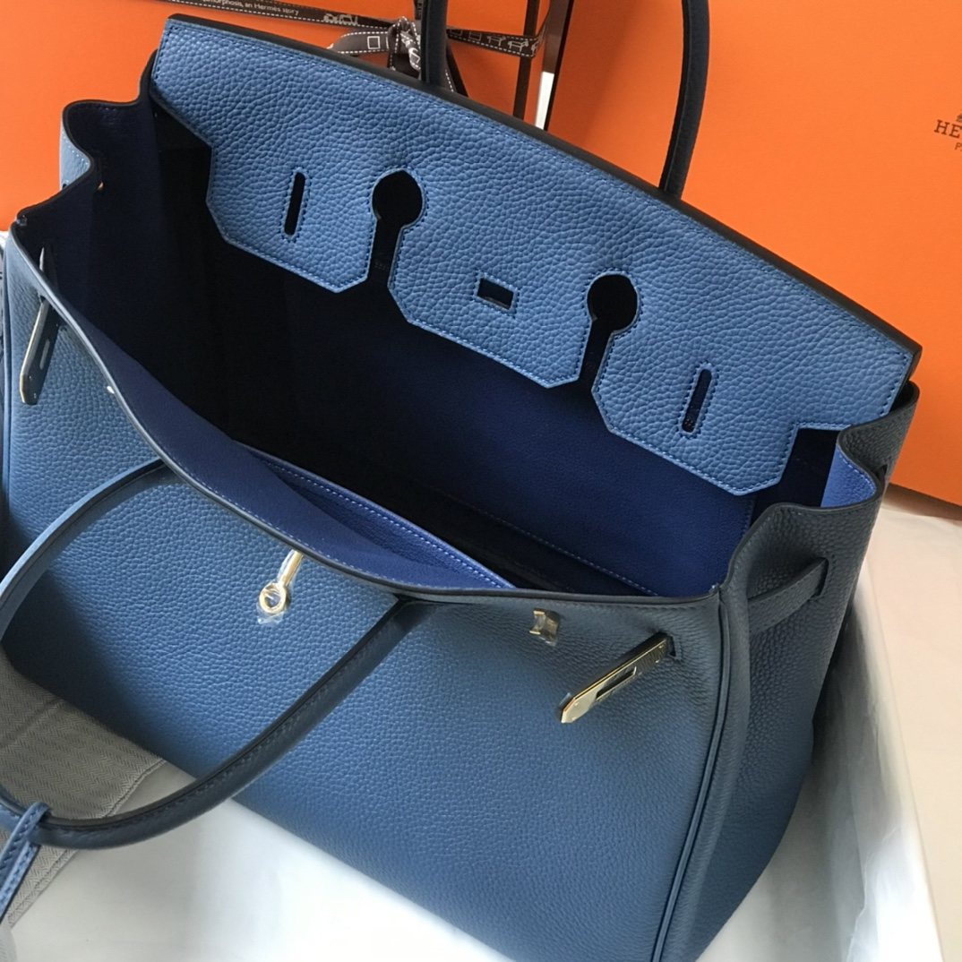 HERMES Birkin 35 Blue Agate Togo Gold-tone Hardware