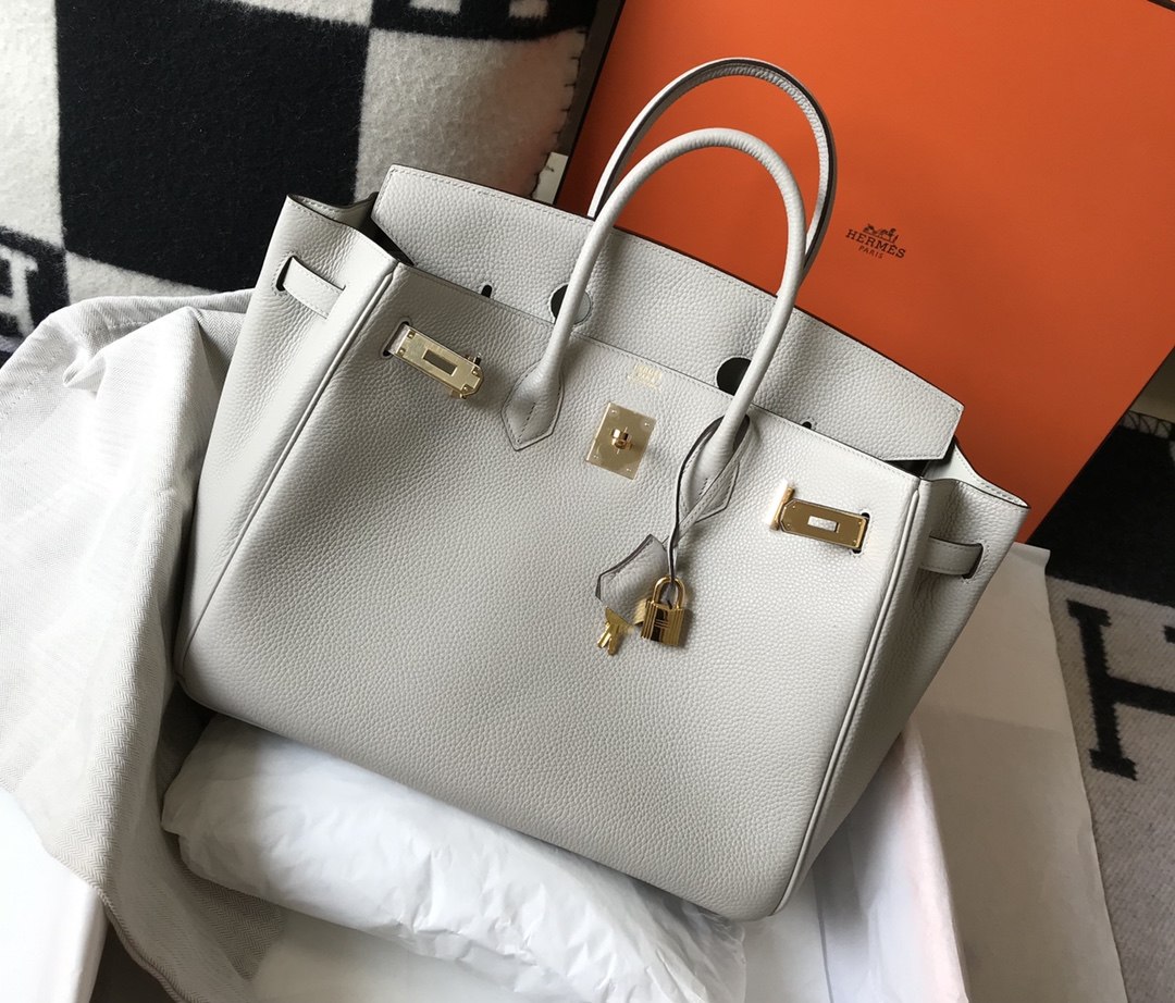 HERMES Birkin 35 Gris Perle Togo Gold-tone Hardware