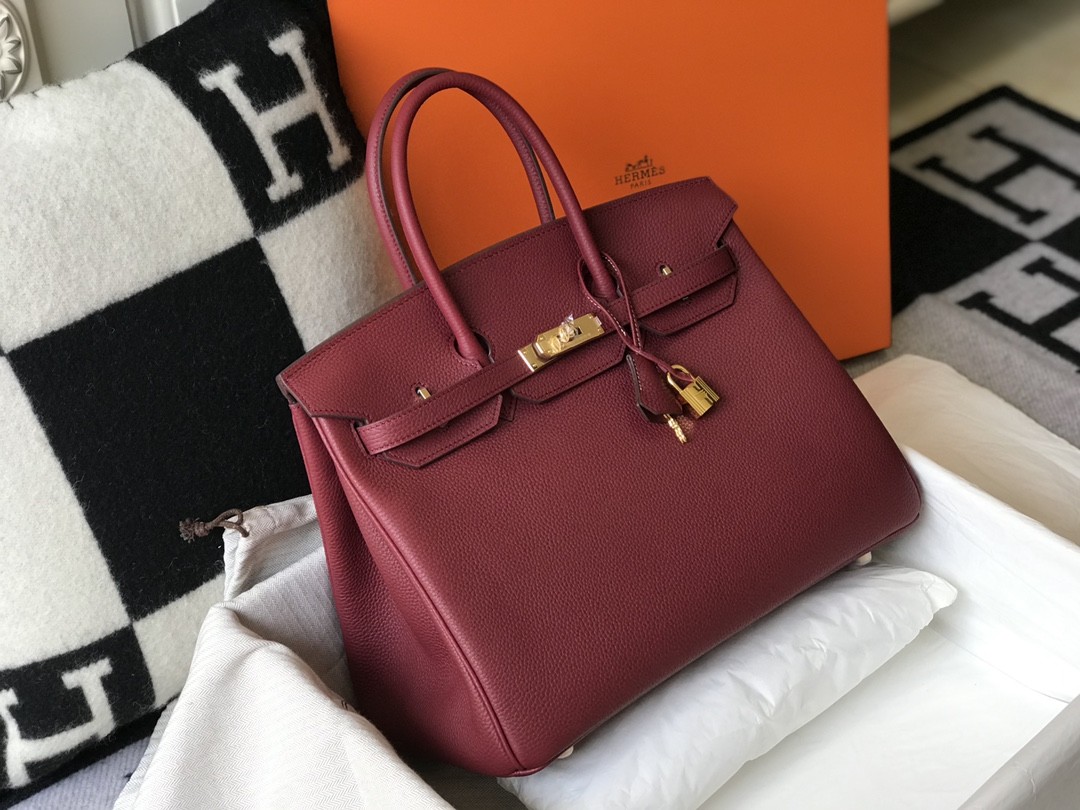 HERMES Birkin 35 Bordeaux Togo Gold-tone Hardware