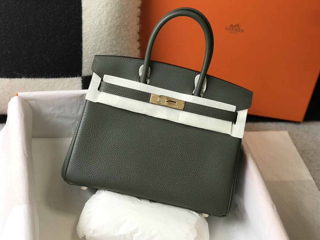 HERMES Birkin 35 Vert Criquet Togo Gold-tone Hardware