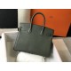 HERMES Birkin 35 Vert Criquet Togo Gold-tone Hardware