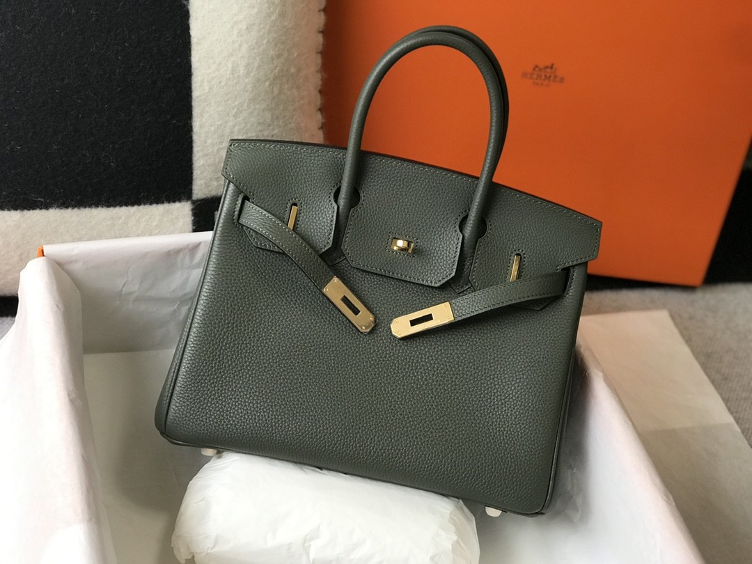 HERMES Birkin 35 Vert Criquet Togo Gold-tone Hardware