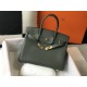 HERMES Birkin 35 Vert Criquet Togo Gold-tone Hardware