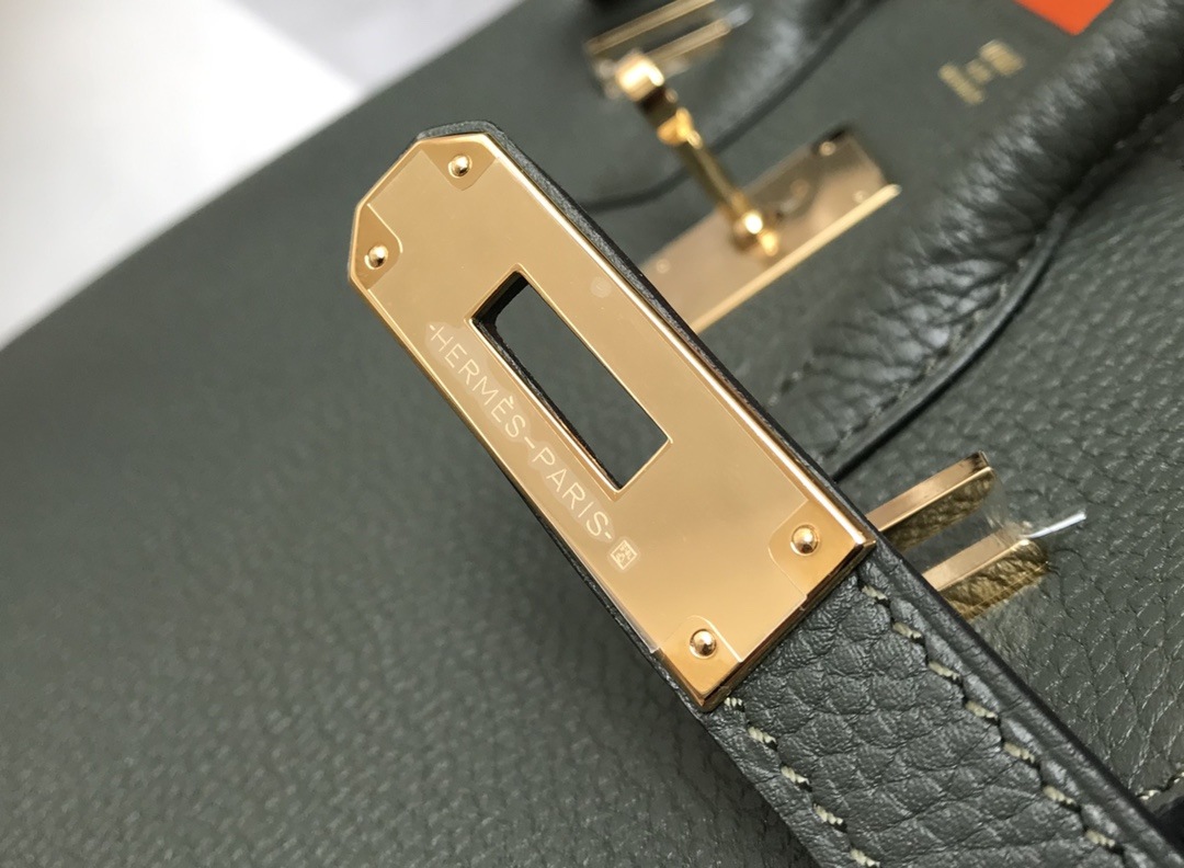 HERMES Birkin 35 Vert Criquet Togo Gold-tone Hardware