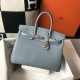 HERMES Birkin 35 Bleu Lin Togo Gold-tone Hardware