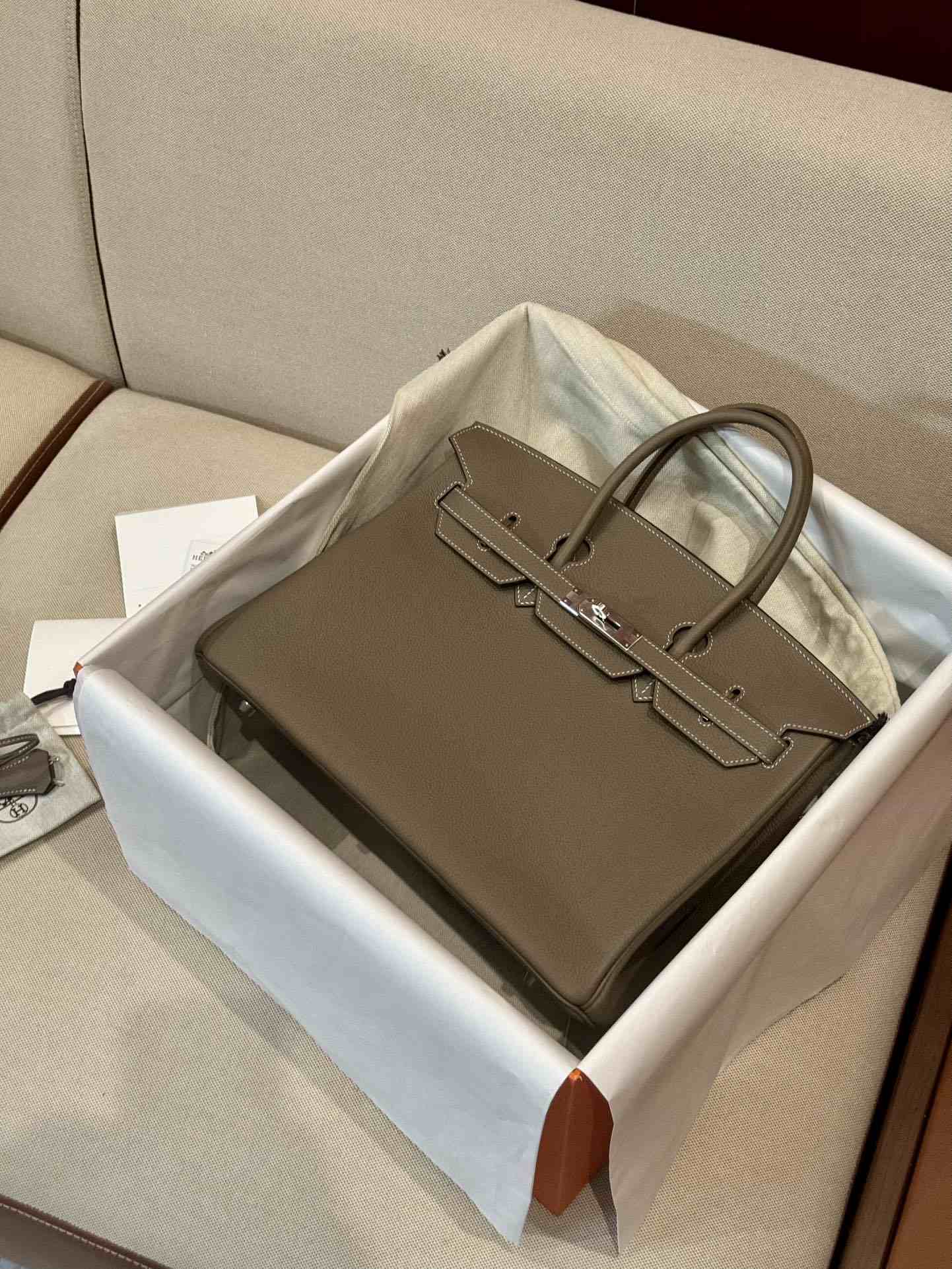 HERMES Birkin 35 Etoupe Togo Gold-tone Hardware