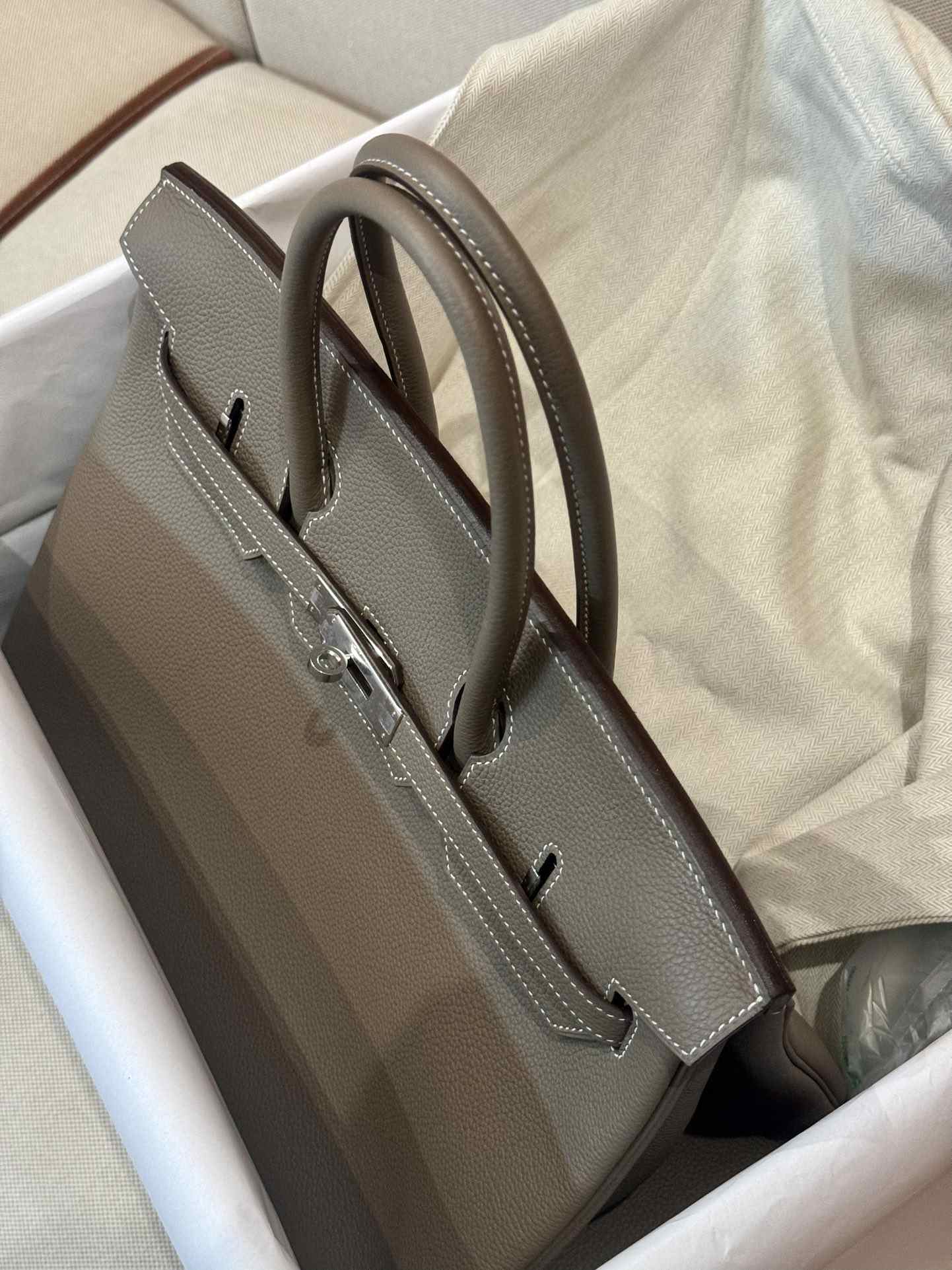 HERMES Birkin 35 Etoupe Togo Gold-tone Hardware